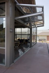 View of the large operable openings at the lounge area of the Global Ecology Center, Stanford, California